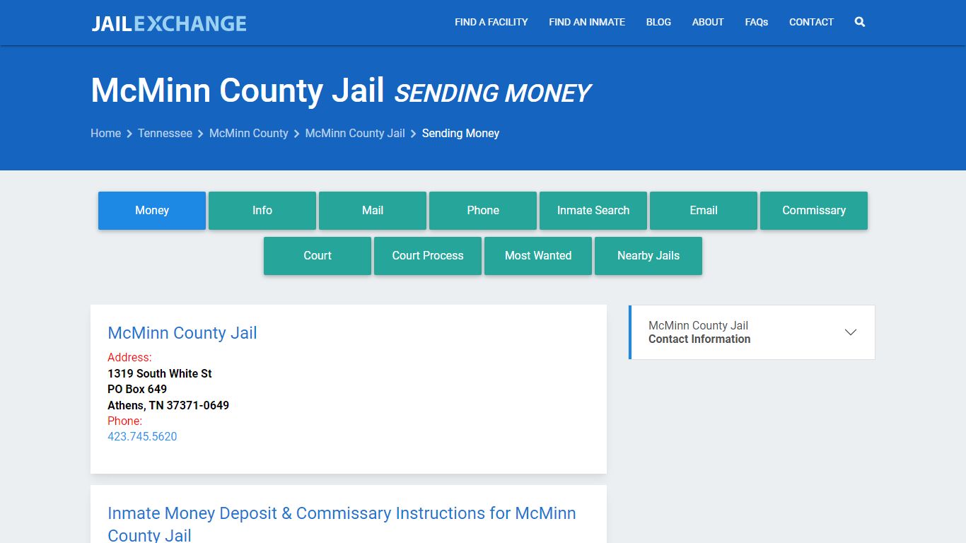 Send Money to Inmate - McMinn County Jail, TN - Jail Exchange